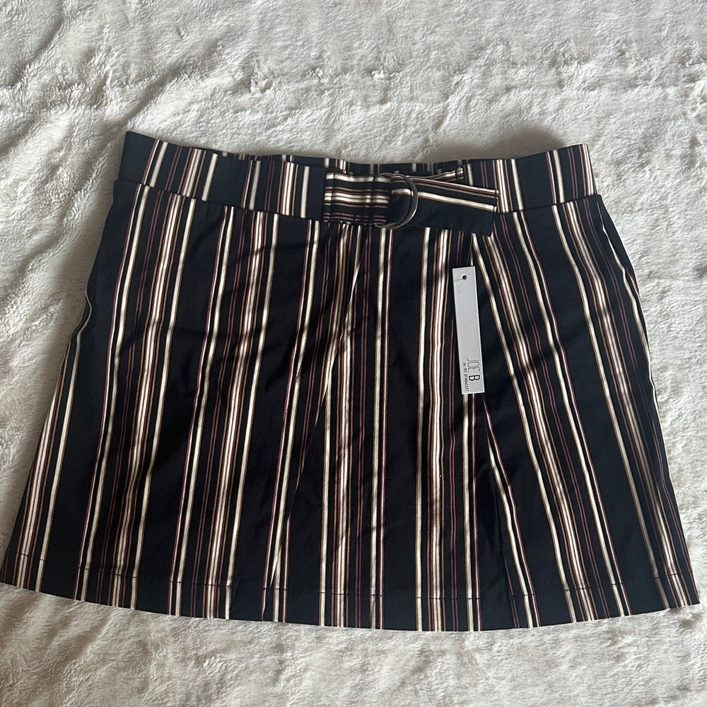 Striped Black and Tan Mini Skirt